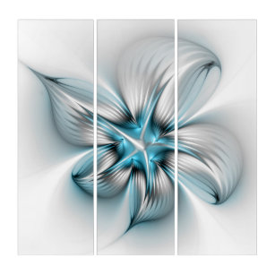 Élégance florale Art moderne Abstrait bleu fractal