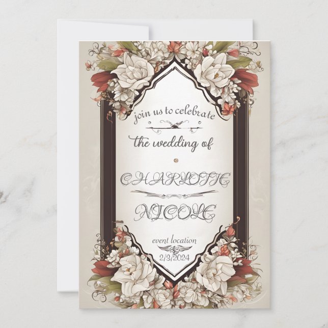 Élégance florale - Carte Faire-part de mariage (Devant)