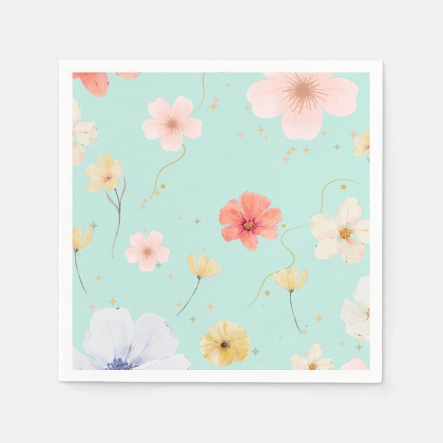 Élégance Florale : Serviettes en Papier Fleuries (Devant)