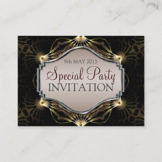 Élégance foncée Fractage Art Mini Invitations