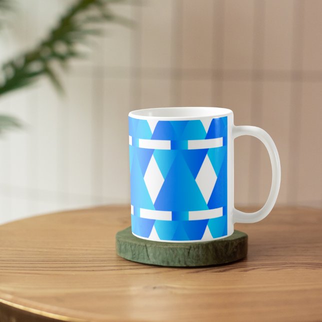 Élégance géométrique : Mug Motif Diamant Bleu (Créateur téléchargé)