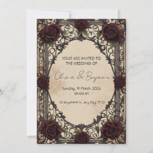 Élégance gothique : Un mariage vintage Invitation