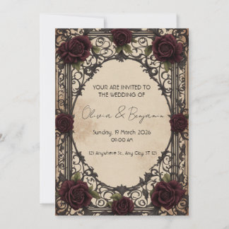 Élégance gothique : Un mariage vintage Invitation