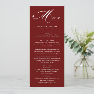 Elegance intemporelle Bourgogne Menu Mariage