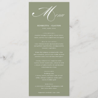 Élégance intemporelle Sage Vert Mariage Menu