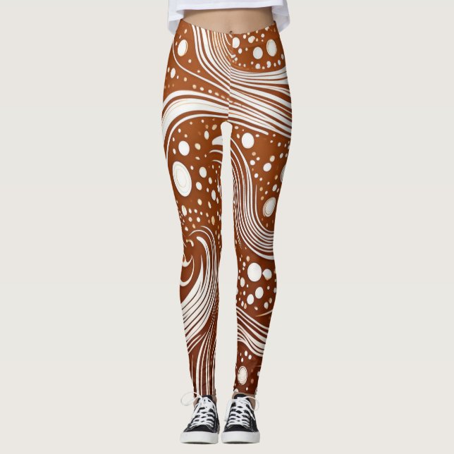 Élégance Intriquée : Dessin Blanc sur Leggings Mar (Devant)