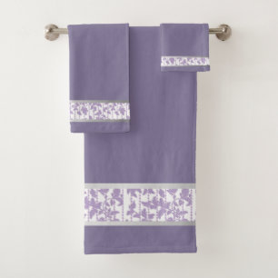 Élégance lavande et argent : ensemble de serviette