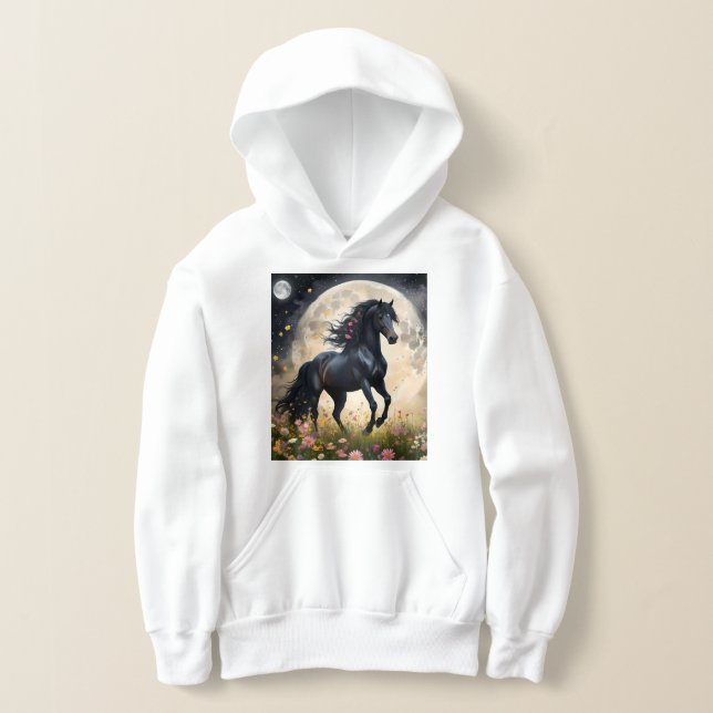 Élégance Lunaire : Cheval Noir Fantastique avec Lu (Poser)