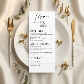 Élégance Minimaliste | Menu de Table de Mariage Mo