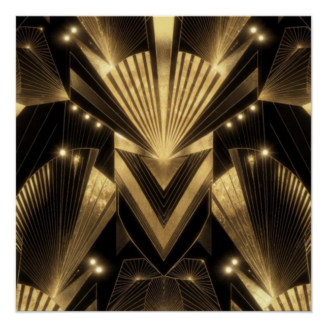 Élégance moderne au feuille d'or Néo Art déco  (Devant)