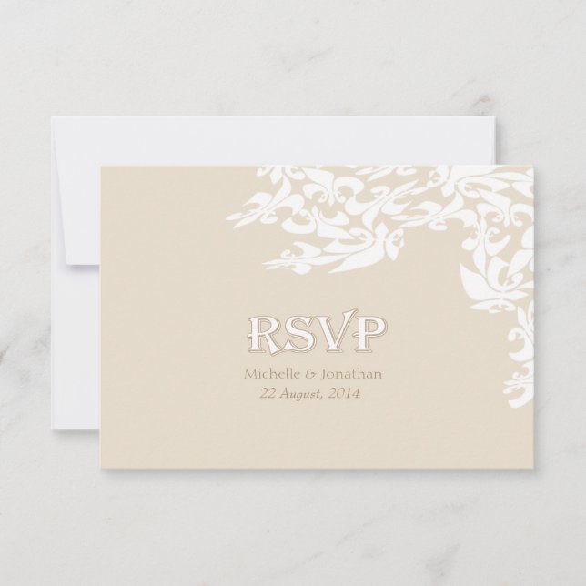 Elegance moderne Ecru Fleur de Lis RSVP (Devant)