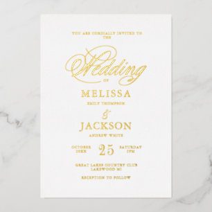 Elégance moderne or Mariage Foil Invitation