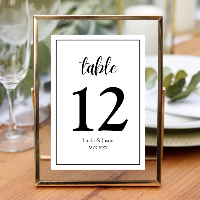 Élégance Moderne Personnalisée Numéro de Table de  (Personalized modern elegance table number adds a stylish, custom touch to your wedding tables.)