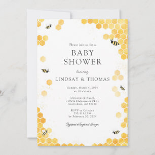 Elegance Mommy to Bee Baby shower Invitation