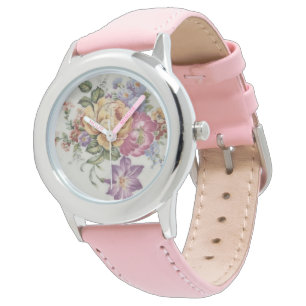 Élégance : Montre florale inspirée de la porcelain
