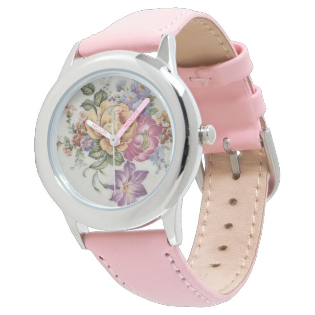 Élégance : Montre florale inspirée de la porcelain (Incliné)
