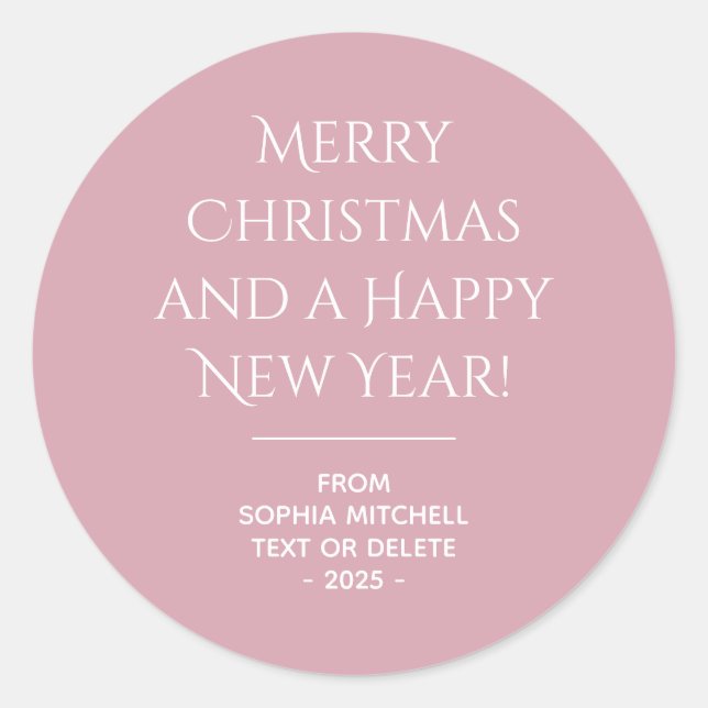 Élégance Muted - Sticker de Noël Rose (Devant)