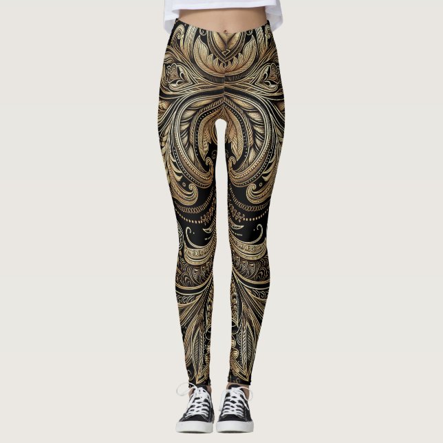 Élégance or baroque Luxueux Leggings ornementaux (Devant)