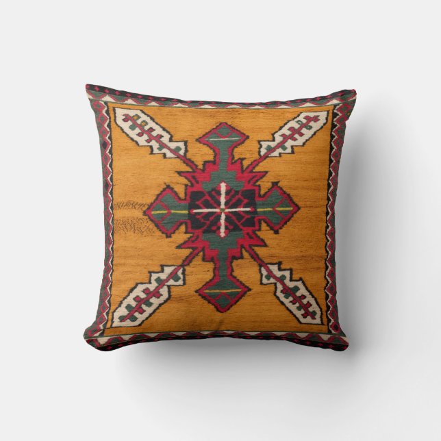 Élégance persane : Coussins de kilim jaune faits m (Recto)