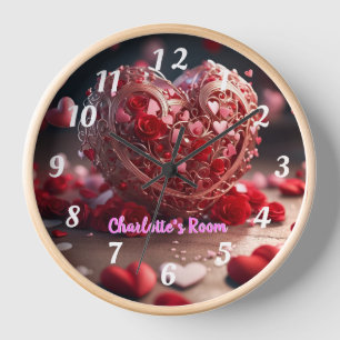 Élégance rétro Valentines Horloge murale