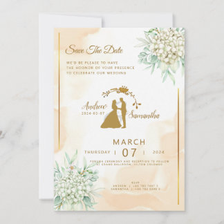 Élégance Royale : Invitation Ivoire, Or & Vert