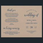 Elegance Rustic Mariage Ceremony programme pliable<br><div class="desc">C'est la carte pliable du programme de cérémonie de mariage, en écriture élégante en couleur bleu marine, marron rustique Kraft thème. Il est conçu avec un accent de défilement qui peut être personnalisé avec du texte personnalisé/personnalisé pour votre fête de mariage, les détails de cérémonie, des notes commémoratives et un...</div>