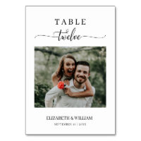 Élégance Script Photo Mariage Numéro de table Douz