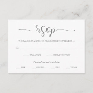 Élégance simple Choix de repas RSVP gris et blan