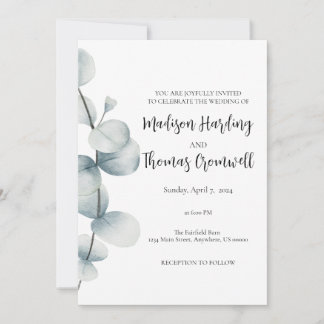 Élégance simple - Eucalyptus - Invitations de mari