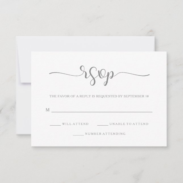 Élégance simple | RSVP gris et blanc minimal (Devant)