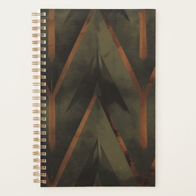 Élégance Sombre Orange Et Motif Vert (Devant)