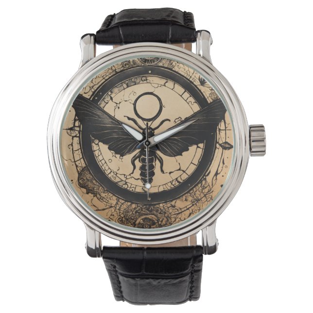 Élégance tatouée : Design circulaire Montre Homme" (devant)