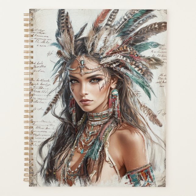 Élégance Tribale : Femmes et Coiffe à Plumes  (Devant)