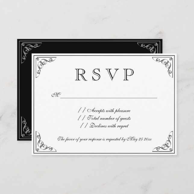 Élégance vintage Cartes de réponse mariage RSVP (Devant / Derrière)