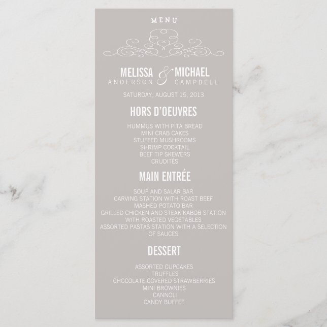 ÉLÉGANCE vintage | Menu de mariage (Devant)