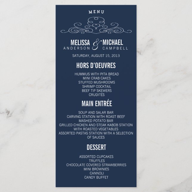 ÉLÉGANCE vintage | Menu de mariage (Devant)