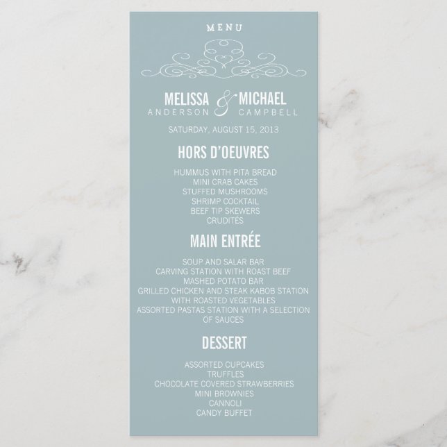 ÉLÉGANCE vintage | Menu de mariage (Devant)