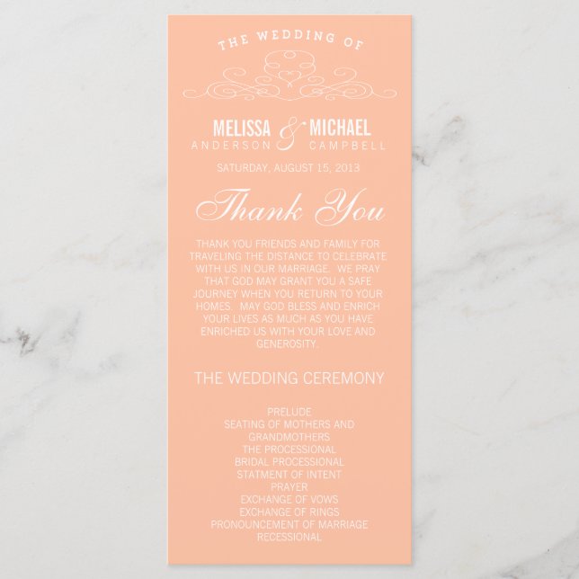 ÉLÉGANCE vintage | PROGRAMME DE MARIAGE (Devant)