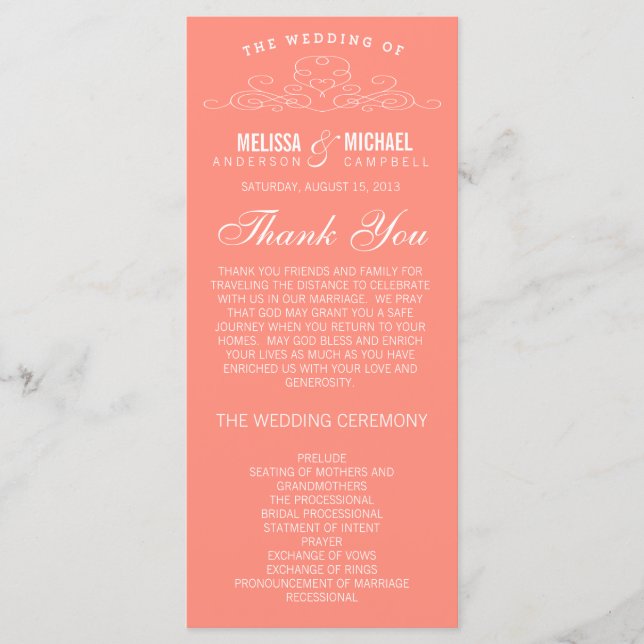 ÉLÉGANCE vintage | PROGRAMME DE MARIAGE (Devant)