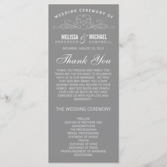 ÉLÉGANCE vintage | PROGRAMME DE MARIAGE (Devant)