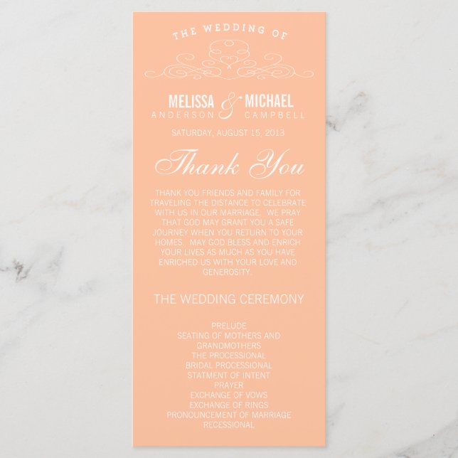 ÉLÉGANCE vintage | PROGRAMME DE MARIAGE (Devant)