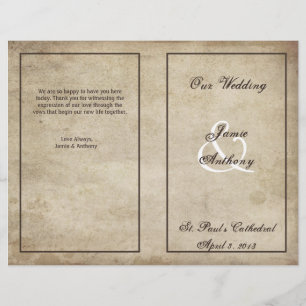 Élégance vintage Programme de mariage en papier dé