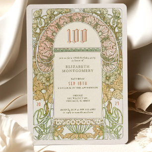 Elégant 100e anniversaire Invitation Art Nouveau M
