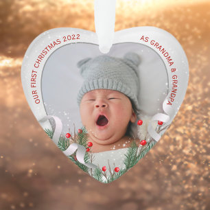 Elégant 1er Noël Grand-parents Argent Cadre