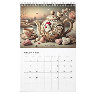 Élégant 2026 Jolies théières à poulet Calendrier -