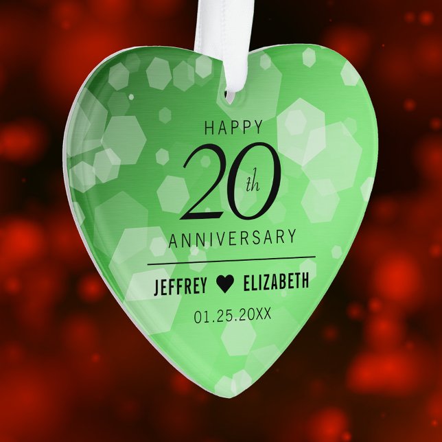 Élégant 20e anniversaire de Mariage d'émeraude (Elegant 20th Emerald Wedding Anniversary Acrylic Ornament Cover Photo.)