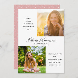 Elégant 2 Photo Dusty Pink Graduation Party