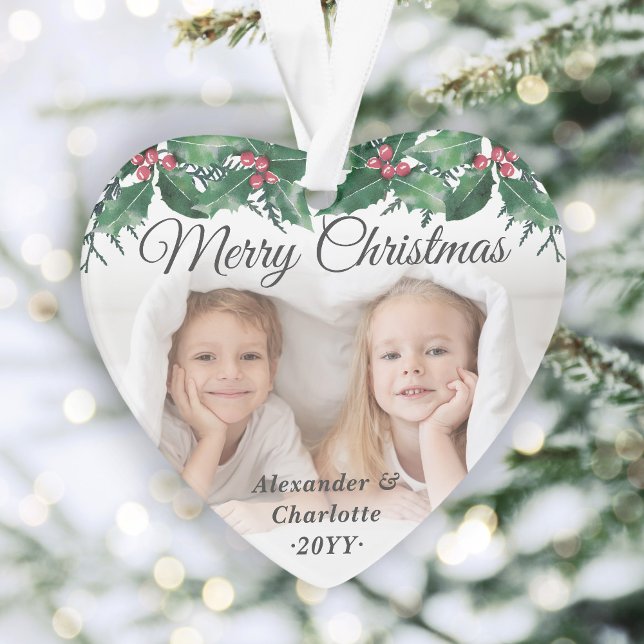 Elegant 2 Photo Holly Greenery Merry Christmas (Créateur téléchargé)