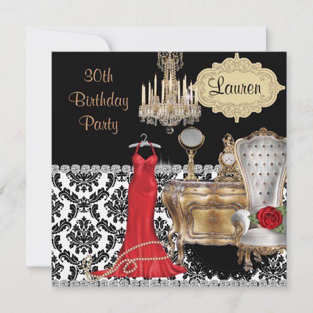 Élégant 30E ANNIVERSAIRE BLING VINTAGE Invitation (Devant)