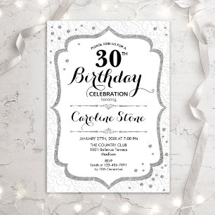 Elégant 30e anniversaire - Invitation blanche d'ar